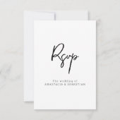 Elegant Script Chic Zwart-wit bruiloft RSVP Kaartje (Achterkant)