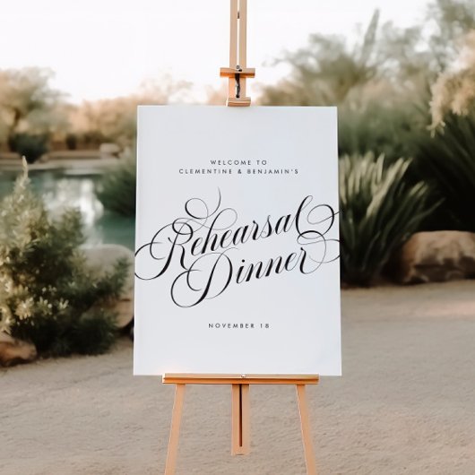 Elegant Script Chique bruiloft repetitie diner tek Poster
