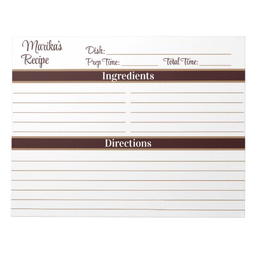 Elegant Script Chocolate Brown 8.5x11 Recepten Notitieblok (Voorkant)