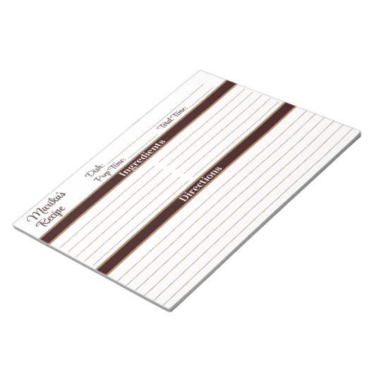Elegant Script Chocolate Brown 8.5x11 Recipes Notitieblok (Schuin)