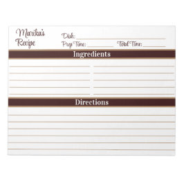 Elegant Script Chocolate Brown 8.5x11 Recipes Notitieblok