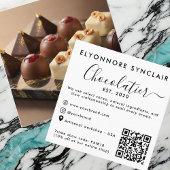 Elegant Script Chocolatier Brand Photo QR Code Contactkaartje
