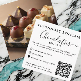 Elegant Script Chocolatier Brand Photo QR Code Contactkaartje