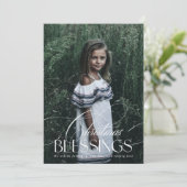 Elegant script Christmas Blessings Holiday Kaart (Staand voorkant)