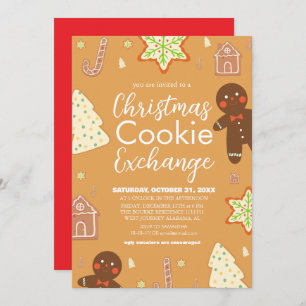 Elegant Script Christmas Cookie Exchange Party Kaart