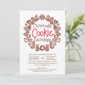Elegant Script Christmas Cookie Exchange Party Kaart (Staand voorkant)