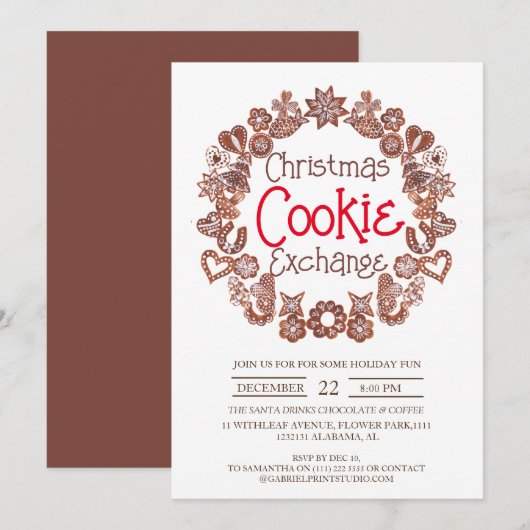 Elegant Script Christmas Cookie Exchange Party Kaart (Voorkant / Achterkant)