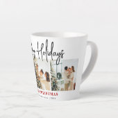 Elegant script Christmas Family Fotocollage Latte Mok (Rechterhoek)