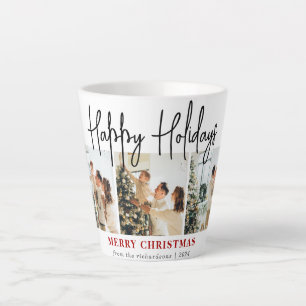Elegant script Christmas Family Fotocollage Latte Mok