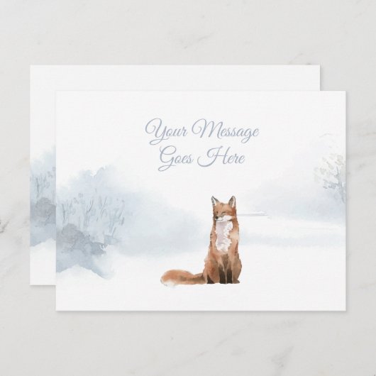Elegant script Christmas Feestdagen Winter Fox Briefkaart (Voorkant / Achterkant)