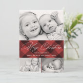 Elegant script Christmas Plaid 3 Fotocollage Feestdagenkaart (Staand voorkant)