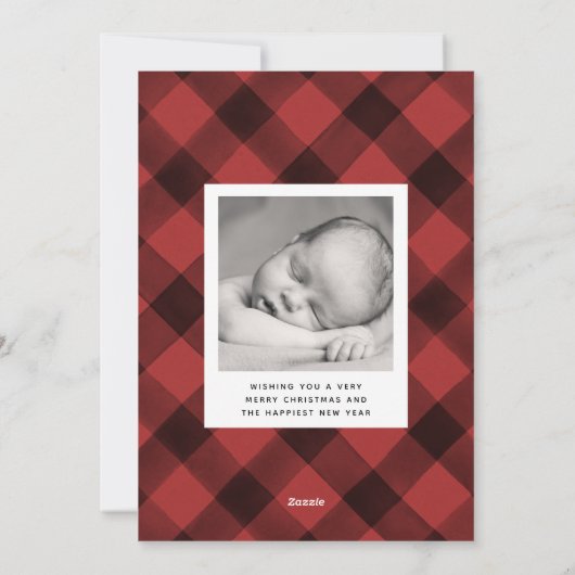 Elegant script Christmas Plaid 3 Fotocollage Feestdagenkaart (Achterkant)