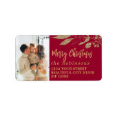 Elegant script Christmas Red Retour-adreslabel Etiket (Voorkant)