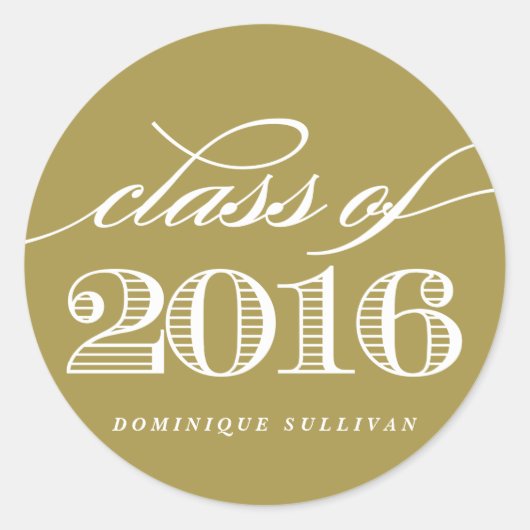 Elegant Script Class of 2016 | Goud Afstuderen II Ronde Sticker (Voorkant)
