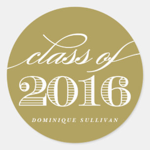 Elegant Script Class of 2016 Goud Afstuderen II Ronde Sticker