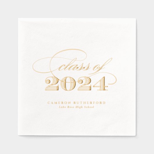 Elegant Script Class of 2024 Afstuderen Folie Servetten (Voorkant)