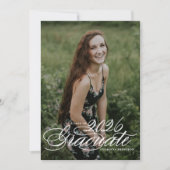 Elegant Script Class of 2025 Foto Afstuderen Aankondiging (Voorkant)