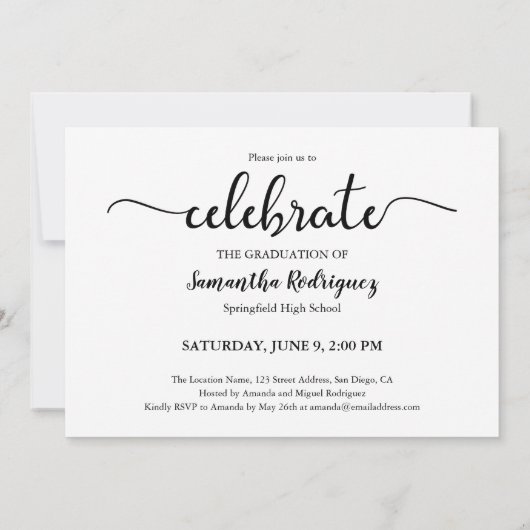 Elegant Script Class of Photo Graduation Party Kaart (Achterkant)