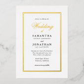 Elegant Script Classic Minimal Photo Wedding Gold Folie Uitnodiging (Voorkant)