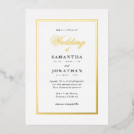 Elegant Script Classic Minimal Wedding Gold Folie Uitnodiging