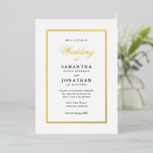 Elegant Script Classic Minimal Wedding Gold Folie Uitnodiging (Staand Voorkant)