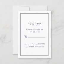 Elegant Script Classic Navy Blue Wedding Enclosure