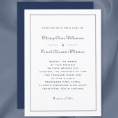 Elegant Script Classic Navy White Formal Weddings Kaart