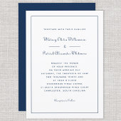 Elegant Script Classic Navy White Formal Weddings Kaart