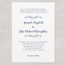 Elegant Script Classic Simple Foral Weduwblauw