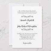 Elegant Script Classic Simple Formal Wedding Black Kaart (Voorkant)