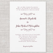 Elegant Script Classic Wedding Burgundy White Chic Kaart