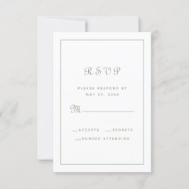 Elegant Script Classic Wedding Enclosure Green RSVP Kaartje
