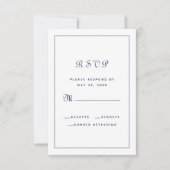 Elegant Script Classic Wedding Enclosure Navy Blue RSVP Kaartje (Voorkant)