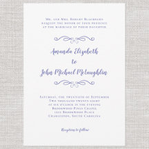 Elegant Script Classic Wedding Periwinkle Blue