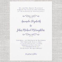 Elegant Script Classic Wedding Periwinkle Blue Kaart