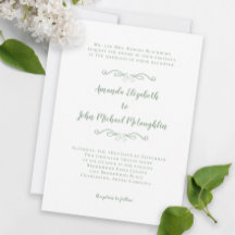 Elegant Script Classic Wedding Sage Green White in