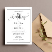 Elegant Script Classic Zwart-wit bruiloft Kaart