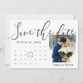 Elegant Script Classy Back White Weduwfoto Save The Date (Voorkant)