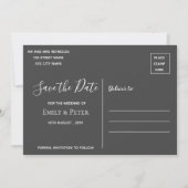 Elegant Script Classy Back White Weduwfoto Save The Date (Achterkant)