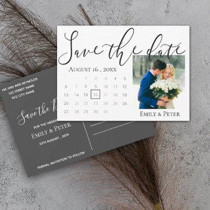 Elegant Script Classy Back White Weduwfoto Save The Date