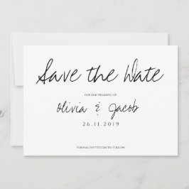 Elegant Script Classy Black & White Wedding Save The Date