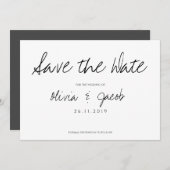 Elegant Script Classy Black & White Wedding Save The Date (Voorkant / Achterkant)