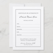 Elegant Script Classy Certificaat van Authenticite Kaart (Voorkant)