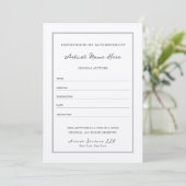 Elegant Script Classy Certificaat van Authenticite Kaart (Staand voorkant)