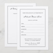 Elegant Script Classy Certificaat van Authenticite Kaart (Voorkant / Achterkant)