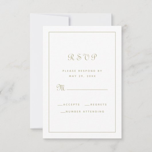 Elegant Script Classy Gold White Wedding Enclosure RSVP Kaartje (Voorkant)