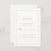Elegant Script Classy Gold White Wedding Enclosure RSVP Kaartje (Voorkant / Achterkant)