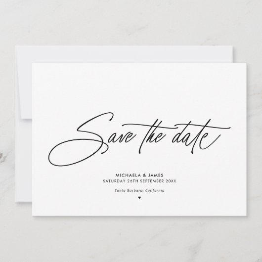 Elegant Script Clean Modern Minimalistisch Bruilof Save The Date (Voorkant)