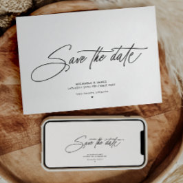 Elegant Script Clean Modern Minimalistisch Bruilof Save The Date