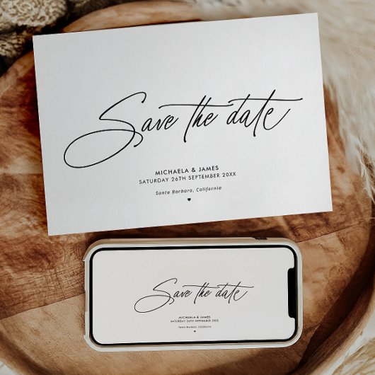 Elegant Script Clean Modern Minimalistisch Bruilof Save The Date